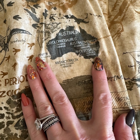 Retrolicious Dinosaur Paleo Map Knee Length Skirt - Picture 5 of 10